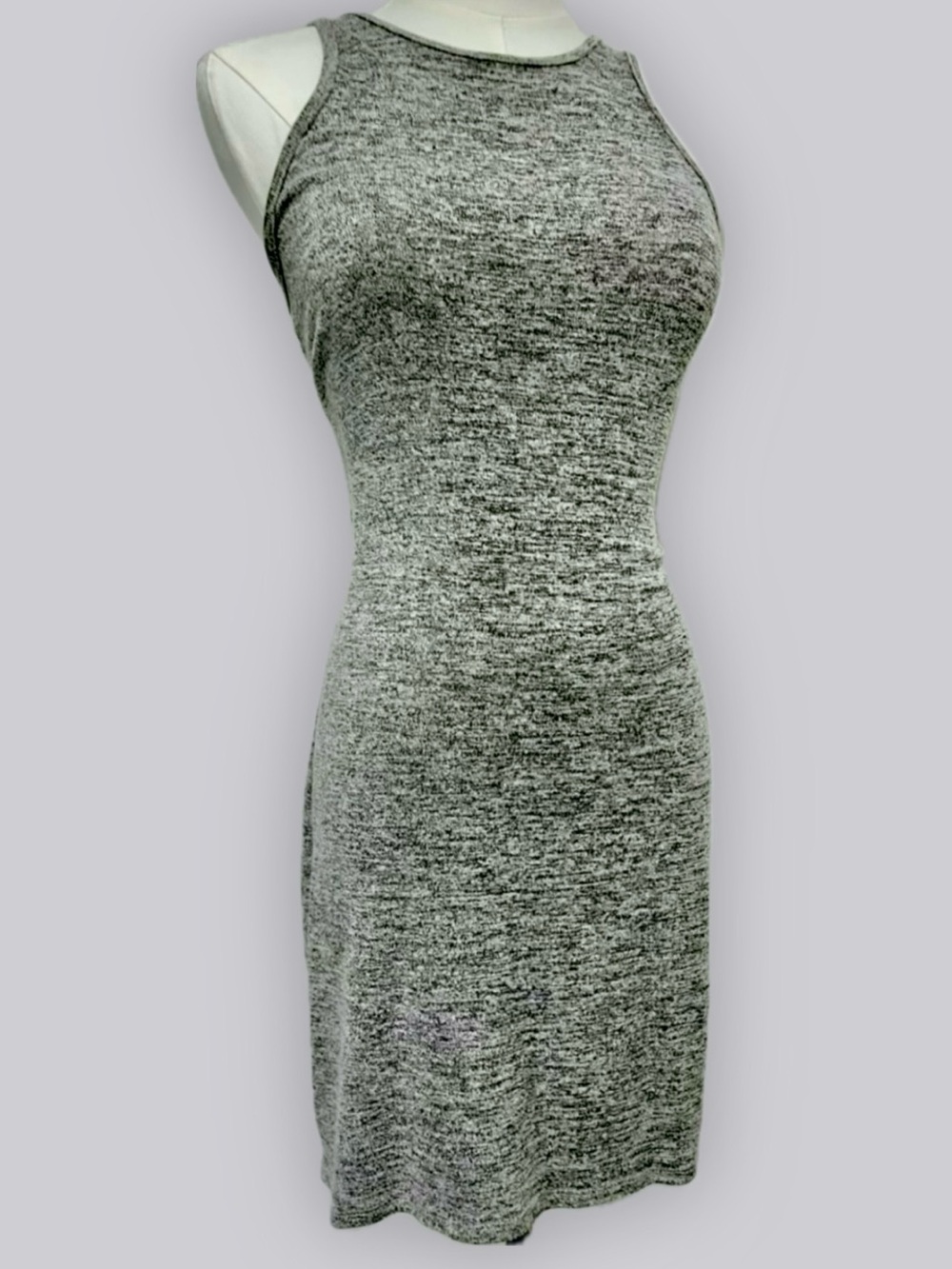 Sleeveless Gray Cutout Dress M Heathered Space Dye Mini Bodycon Abercrombie
